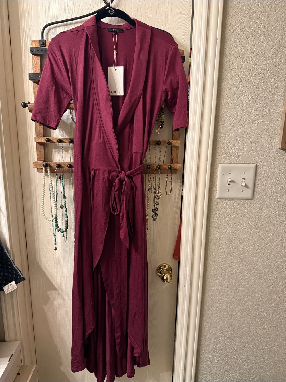 Quince Burgundy Midi Wrap Dress